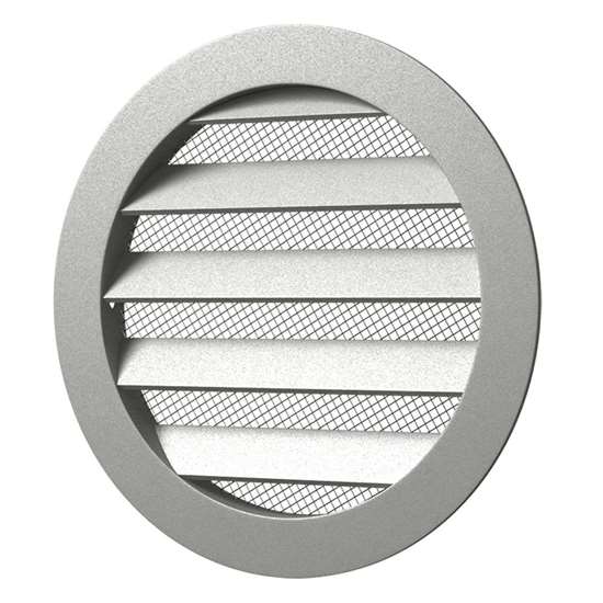 Griglia di ventilazione in aluminium 20RKM, alu, rotonda Ø 200 mm con  zanzariera. (Outdoor). Con flangia di montaggio Diametro esterno 225mm.