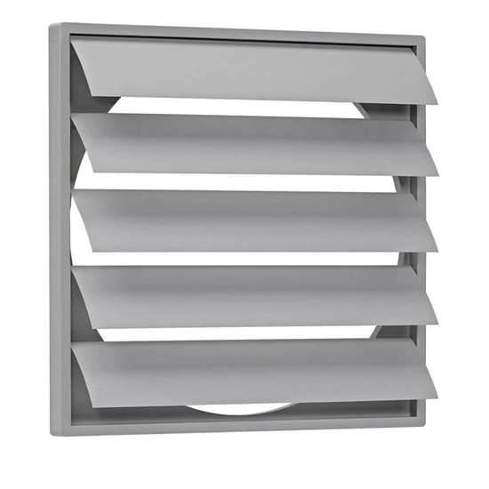 Bild von Kunststoff-Verschlussklappe RK 15 WSK 195x195mm für Ventilator Ø 159mm Hellgrau.