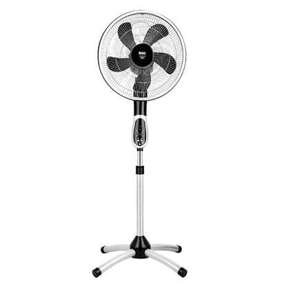 Image de Ventilateur sur colonne Prestige VC 360° argent/ noir. Diamètre de corbeille 470mm avec télécommande.