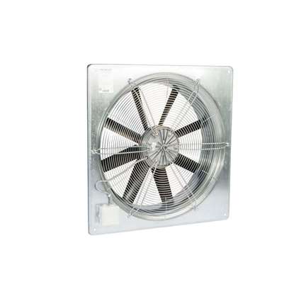 Bild von Axial Ventilator Fischbach 230V, AW 315 / E15 (quadratischer Wandring) mit Schutzgitter.